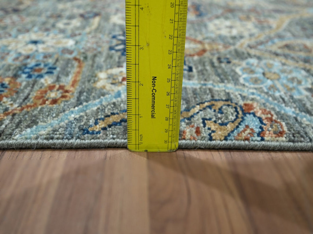 2'7" x 22'4" New Hand Knotted Green Wool Runner Oriental Rug - MOA10276807