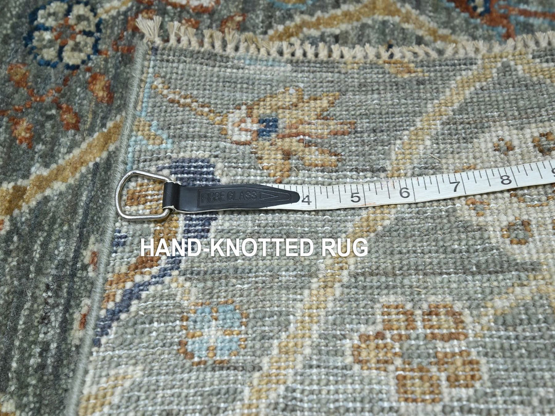 2'7" x 22'4" New Hand Knotted Green Wool Runner Oriental Rug - MOA10276807