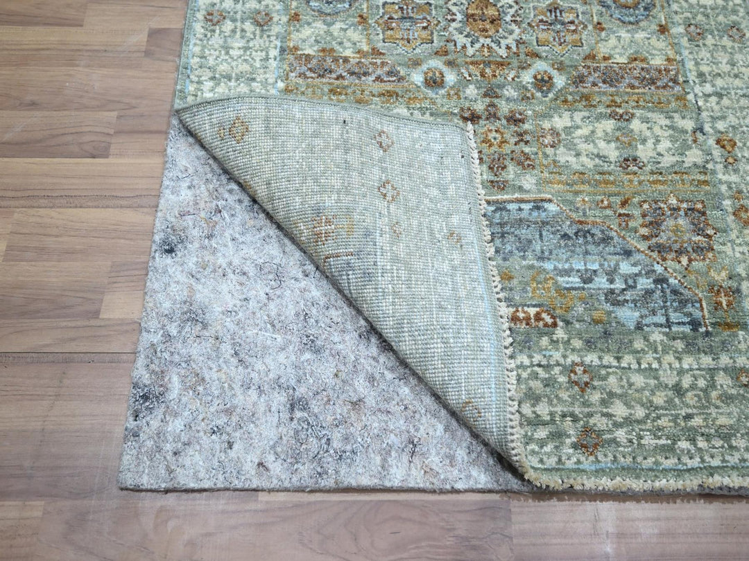 2'7" x 6'3" New Hand Knotted Green Wool Runner Oriental Rug - MOA10276809