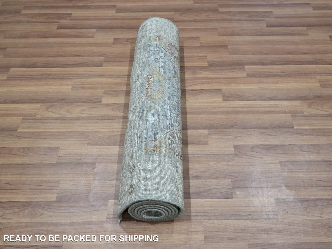 2'7" x 6'3" New Hand Knotted Green Wool Runner Oriental Rug - MOA10276809