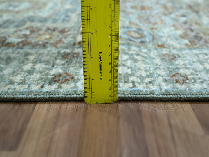 2'7" x 6'3" New Hand Knotted Green Wool Runner Oriental Rug - MOA10276809