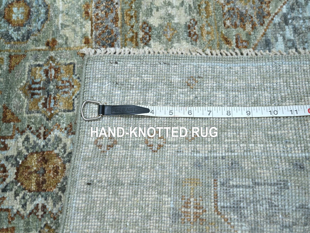 2'7" x 6'3" New Hand Knotted Green Wool Runner Oriental Rug - MOA10276809