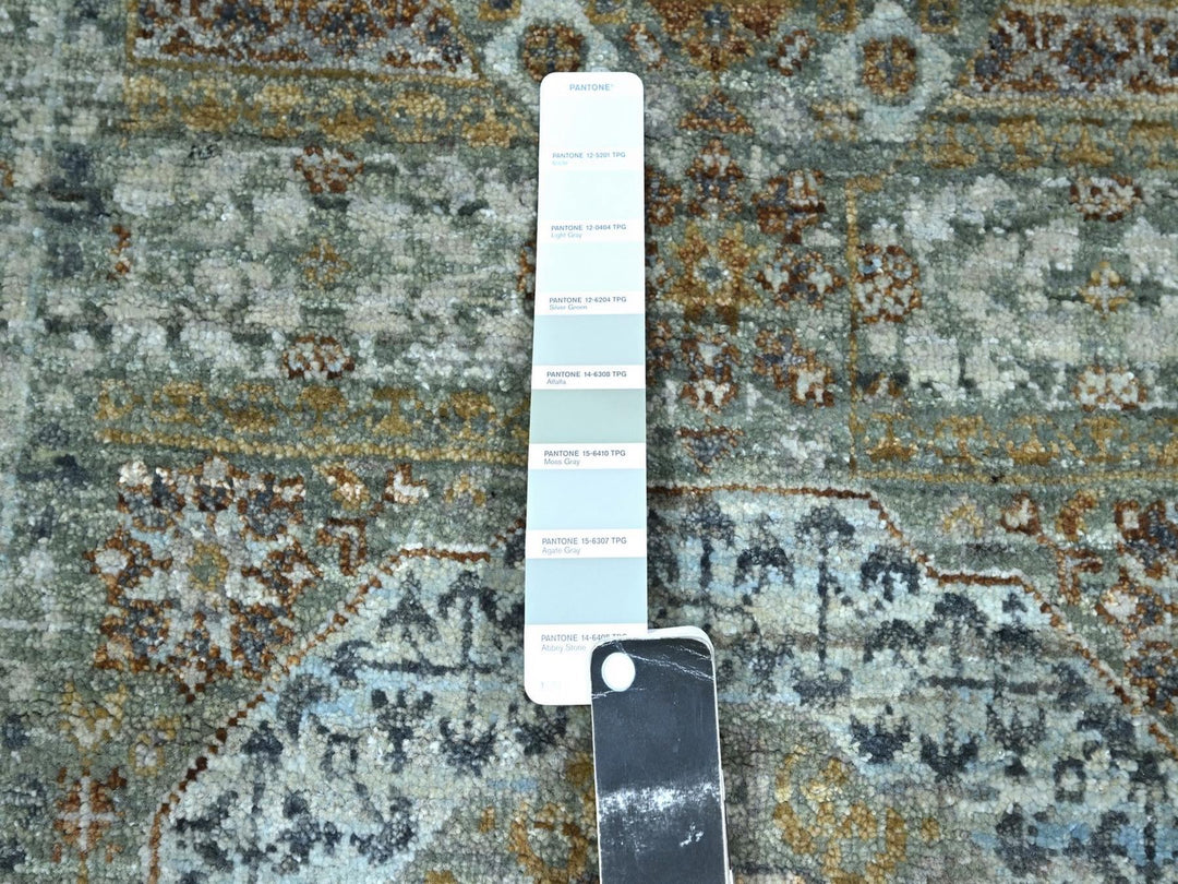 2'8" x 8'1" New Hand Knotted Green Wool Runner Oriental Rug - MOA10276810