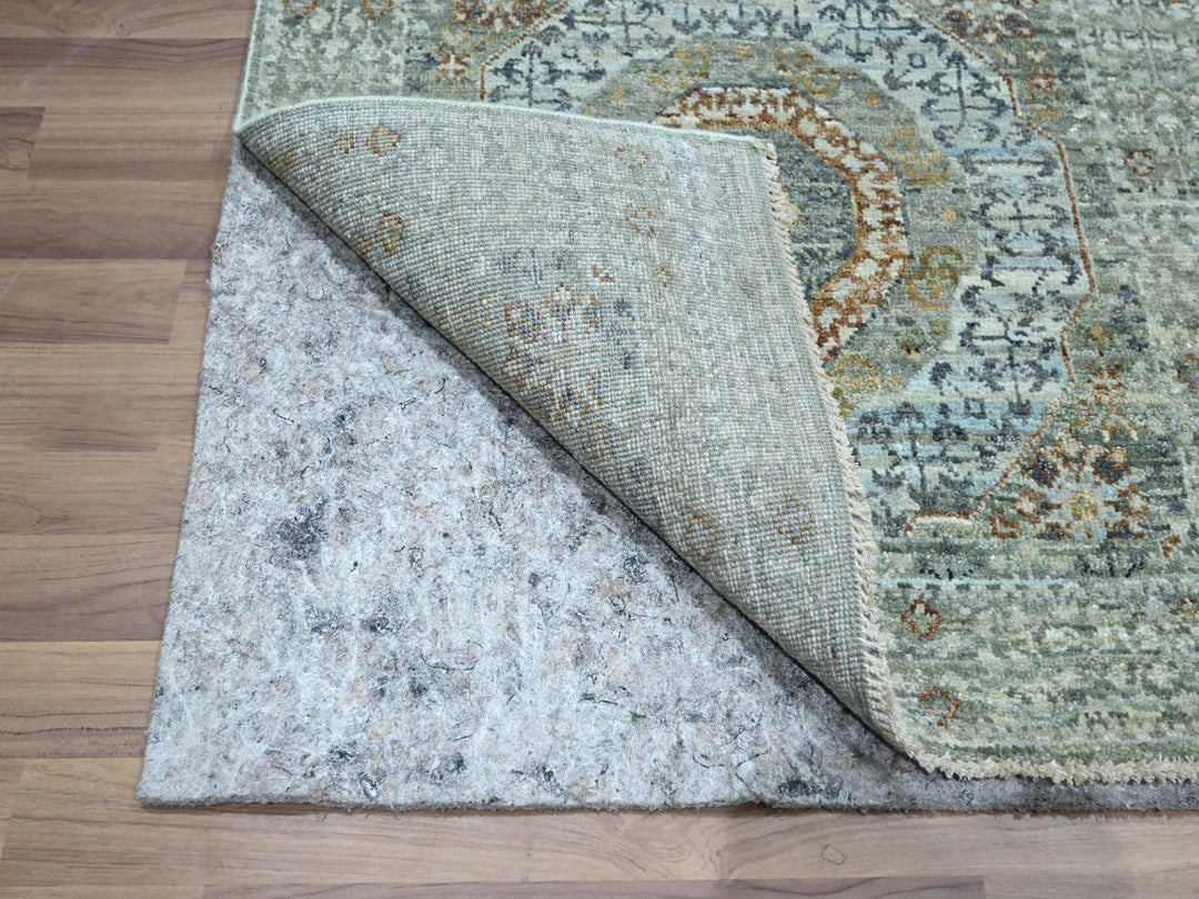 2'8" x 8'1" New Hand Knotted Green Wool Runner Oriental Rug - MOA10276811