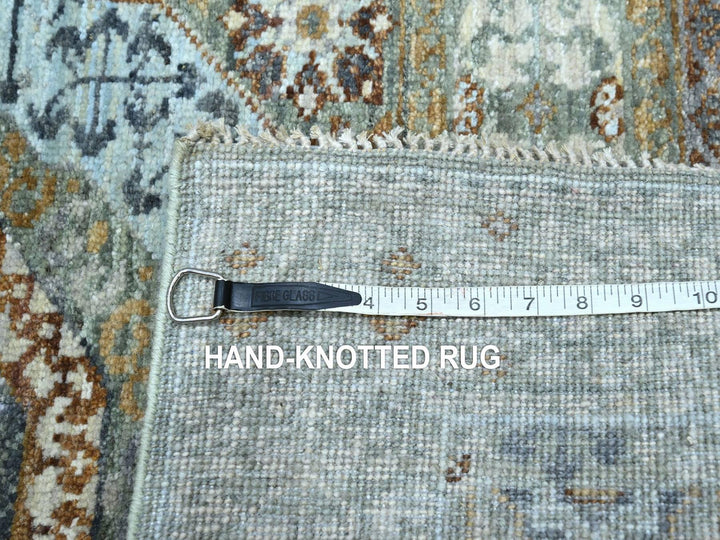 2'9" x 10'4" New Hand Knotted Green Wool Runner Oriental Rug - MOA10276812