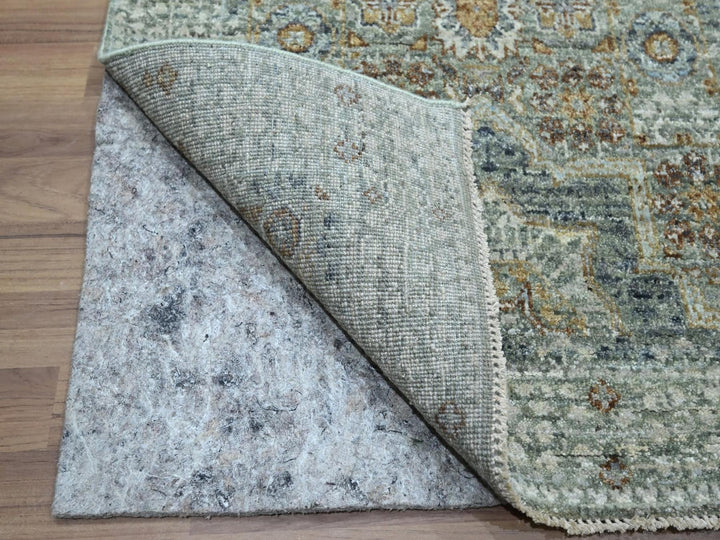 2'7" x 12'1" New Hand Knotted Green Wool Runner Oriental Rug - MOA10276814
