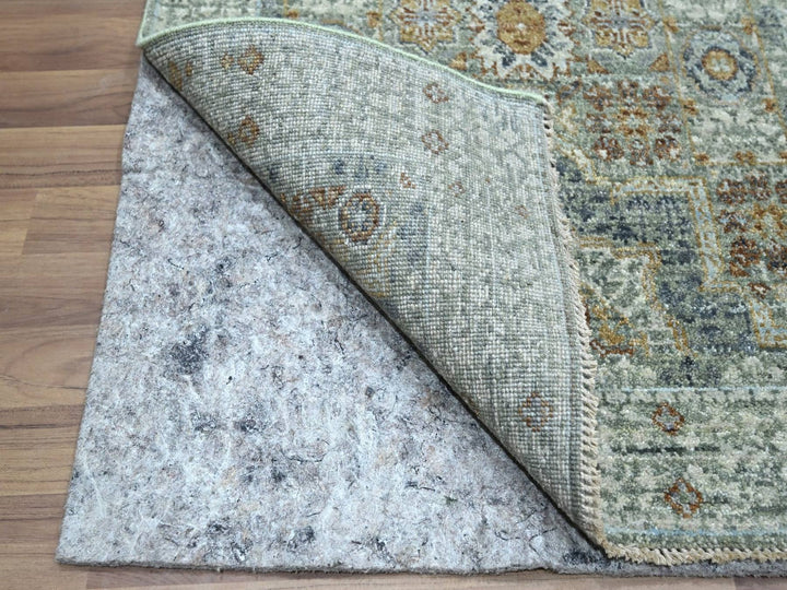 2'7" x 12'1" New Hand Knotted Green Wool Runner Oriental Rug - MOA10276815