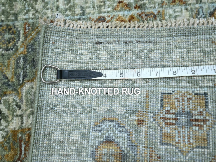 2'1" x 3'1" New Hand Knotted Green Wool Rectangle Oriental Rug - MOA10276817