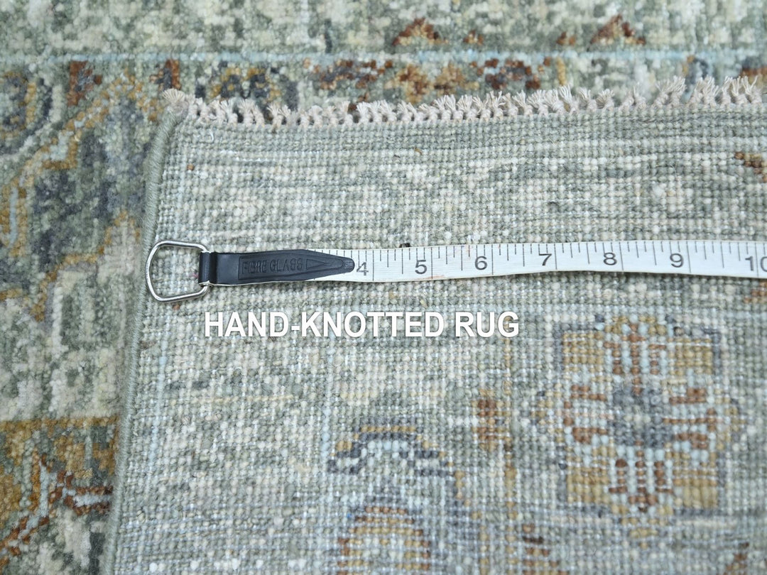 2'1" x 3'2" New Hand Knotted Green Wool Rectangle Oriental Rug - MOA10276819
