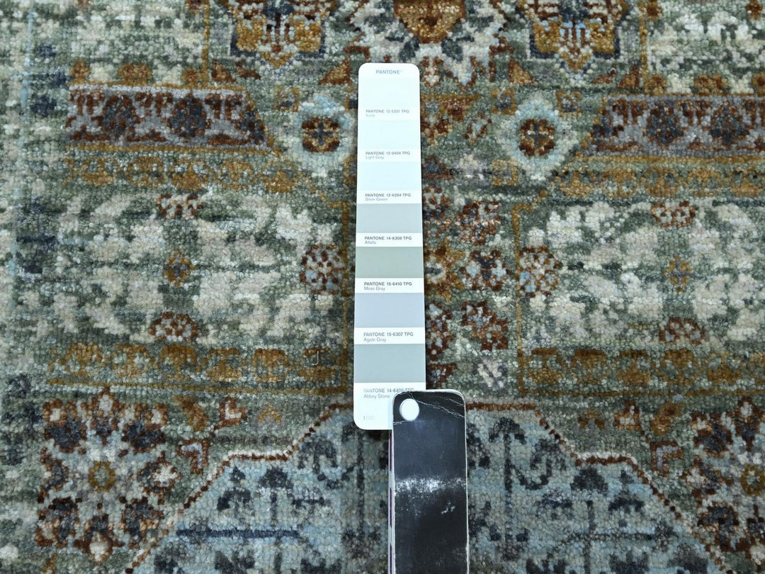 2'8" x 8'1" New Hand Knotted Green Wool Runner Oriental Rug - MOA10276820