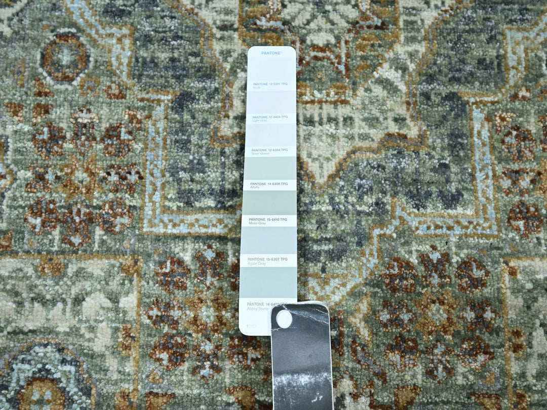 3'0" x 5'1" New Hand Knotted Green Wool Rectangle Oriental Rug - MOA10276822
