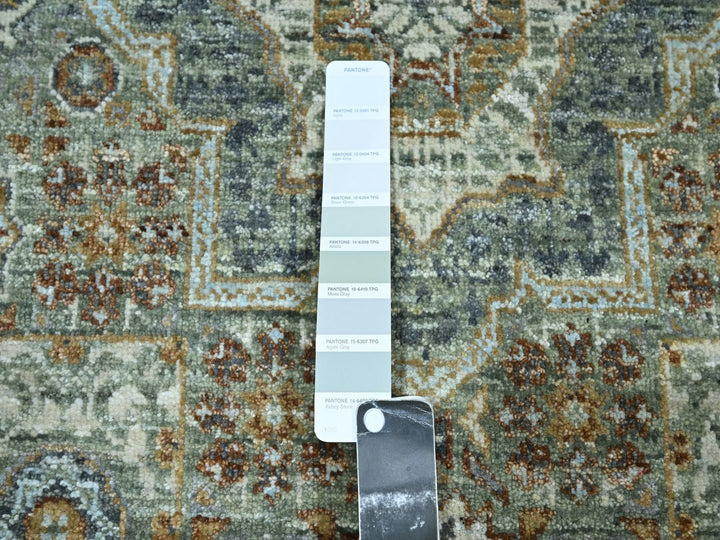 3'0" x 5'1" New Hand Knotted Green Wool Rectangle Oriental Rug - MOA10276822