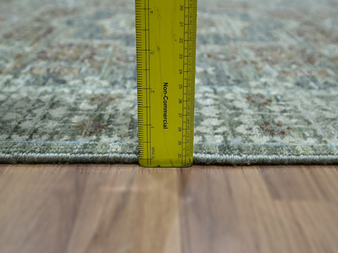 3'0" x 5'1" New Hand Knotted Green Wool Rectangle Oriental Rug - MOA10276822
