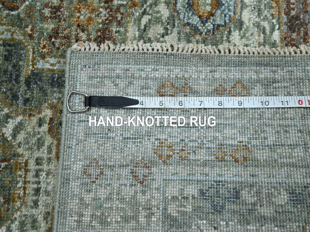 3'0" x 5'1" New Hand Knotted Green Wool Rectangle Oriental Rug - MOA10276822
