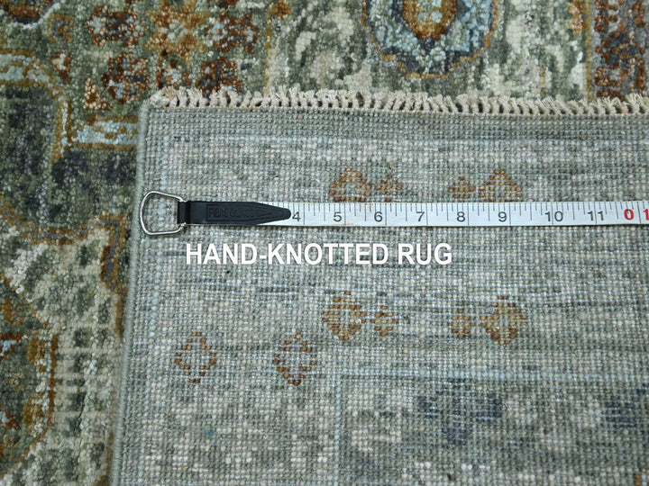3'0" x 5'1" New Hand Knotted Green Wool Rectangle Oriental Rug - MOA10276822