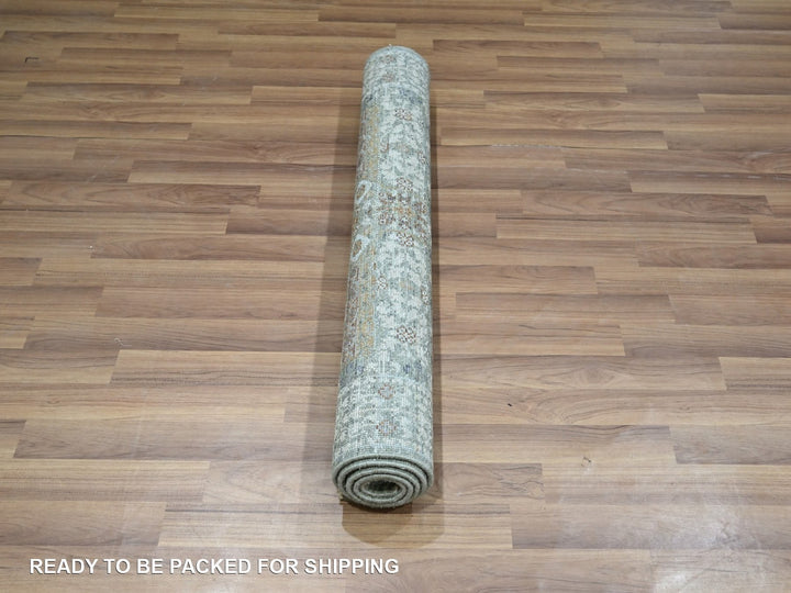 3'0" x 5'1" New Hand Knotted Green Wool Rectangle Oriental Rug - MOA10276822