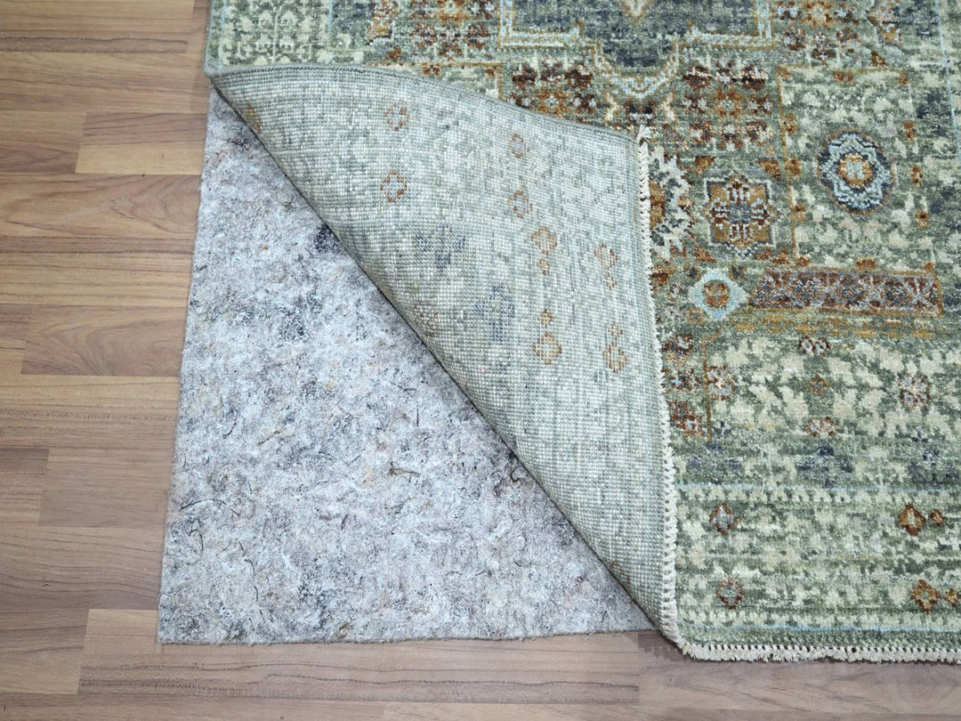 3'1" x 5'0" New Hand Knotted Green Wool Rectangle Oriental Rug - MOA10276823