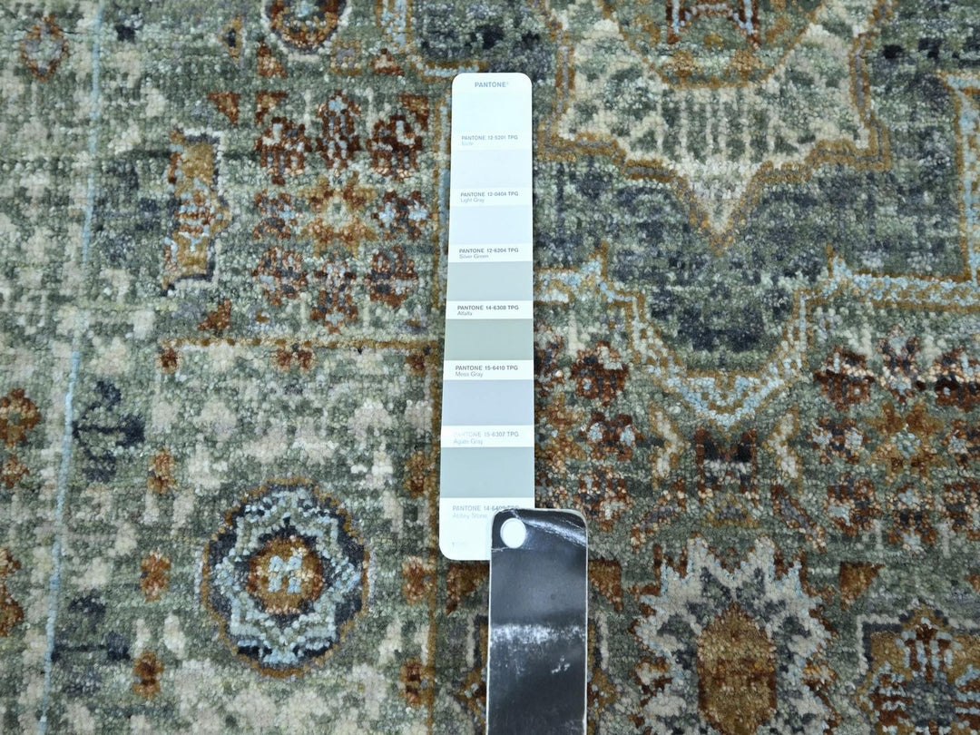 3'1" x 5'0" New Hand Knotted Green Wool Rectangle Oriental Rug - MOA10276823