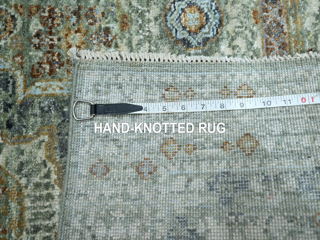 3'1" x 5'0" New Hand Knotted Green Wool Rectangle Oriental Rug - MOA10276823