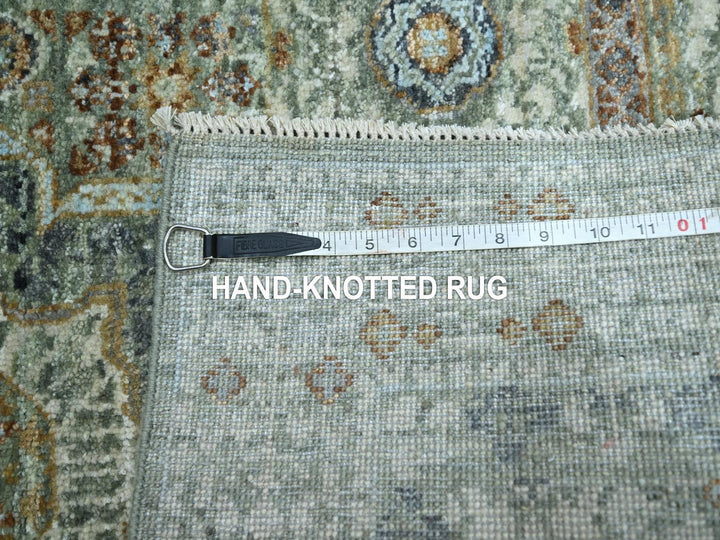 3'1" x 5'0" New Hand Knotted Green Wool Rectangle Oriental Rug - MOA10276823