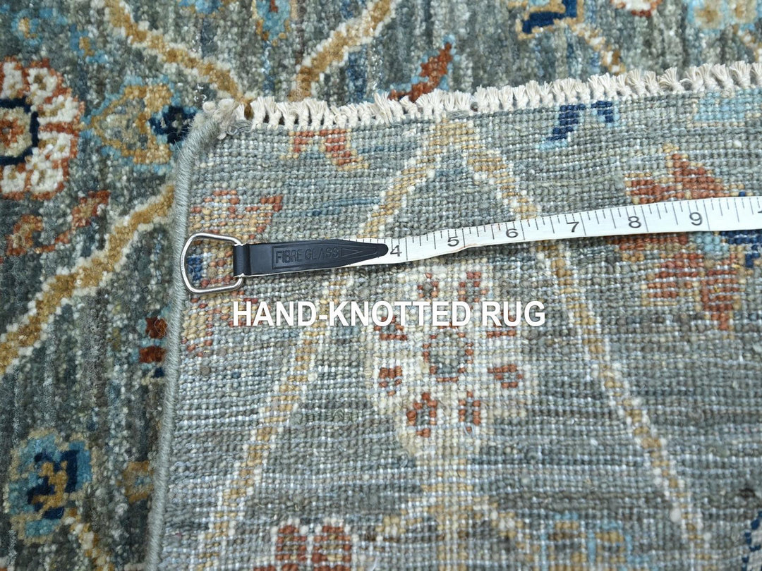 2'0" x 2'11" New Hand Knotted Green Wool Rectangle Oriental Rug - MOA10276826