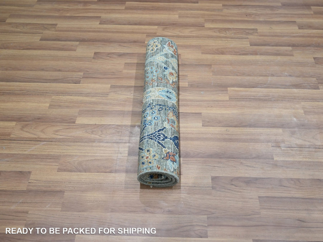 2'0" x 2'11" New Hand Knotted Green Wool Rectangle Oriental Rug - MOA10276826