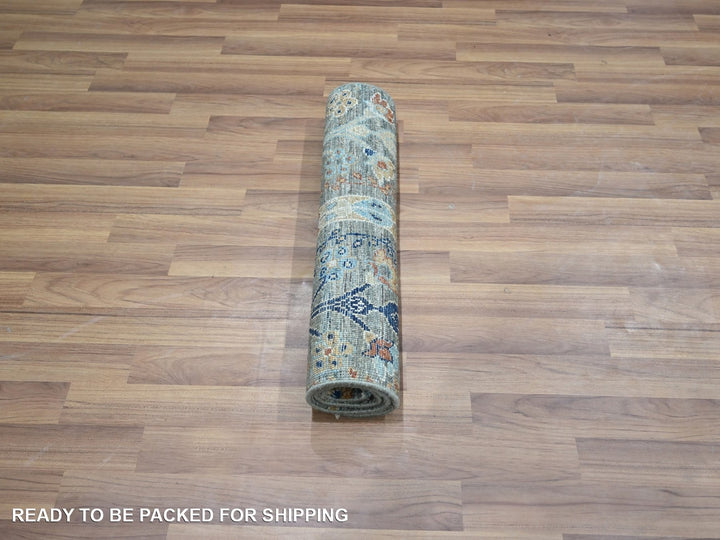 2'0" x 2'11" New Hand Knotted Green Wool Rectangle Oriental Rug - MOA10276826