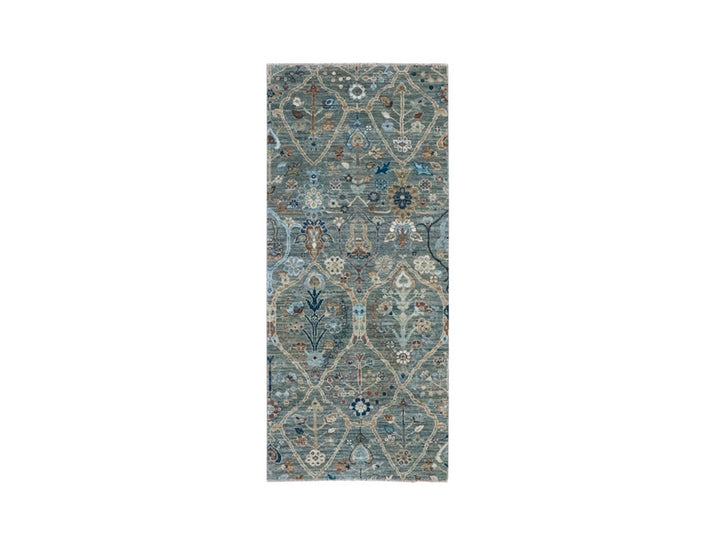 2'8" x 6'0" New Hand Knotted Green Wool Runner Oriental Rug - MOA10276828