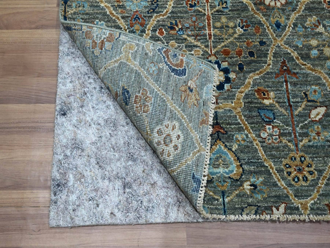 2'8" x 6'0" New Hand Knotted Green Wool Runner Oriental Rug - MOA10276828