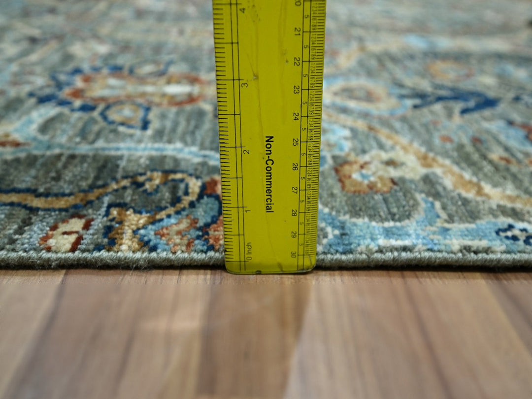 2'8" x 6'0" New Hand Knotted Green Wool Runner Oriental Rug - MOA10276828