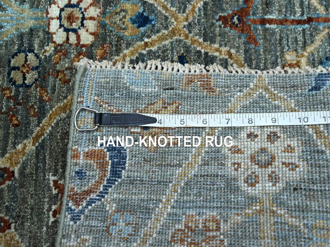 2'8" x 6'0" New Hand Knotted Green Wool Runner Oriental Rug - MOA10276828