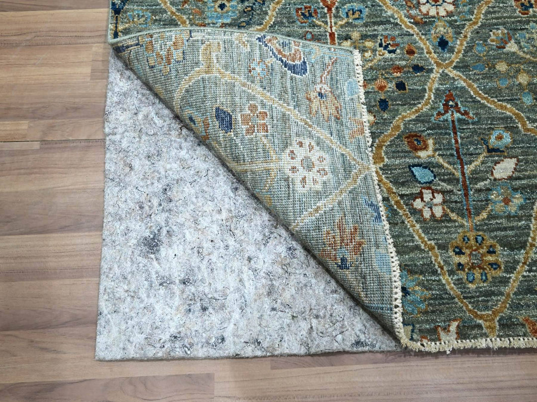 2'8" x 8'1" New Hand Knotted Green Wool Runner Oriental Rug - MOA10276831