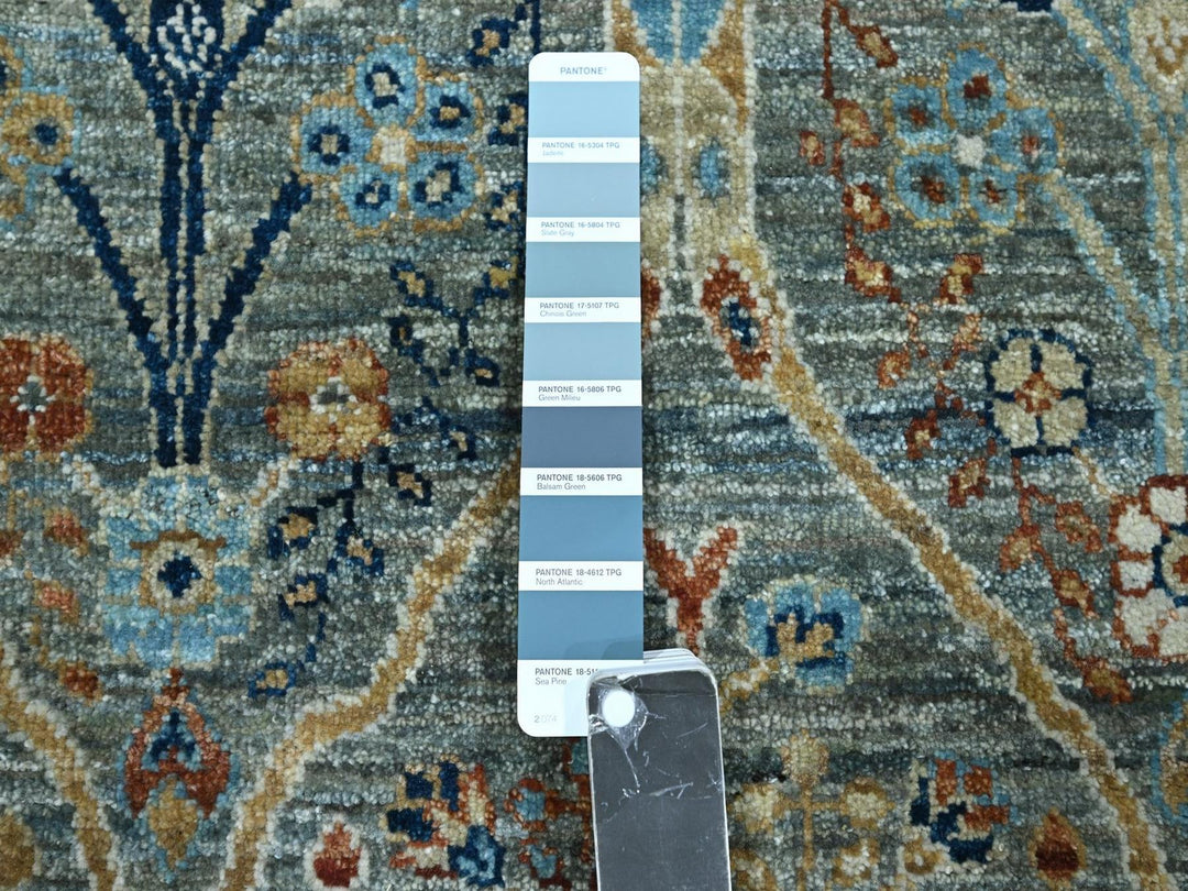2'8" x 8'1" New Hand Knotted Green Wool Runner Oriental Rug - MOA10276831