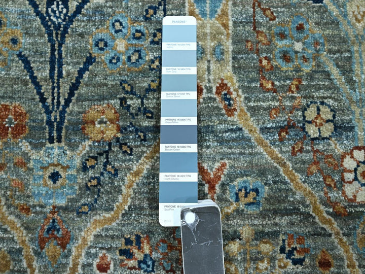 2'8" x 8'1" New Hand Knotted Green Wool Runner Oriental Rug - MOA10276831