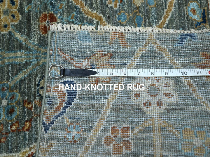 2'8" x 8'1" New Hand Knotted Green Wool Runner Oriental Rug - MOA10276831