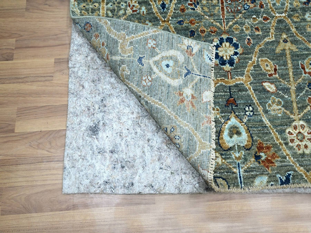 3'0" x 5'2" New Hand Knotted Green Wool Rectangle Oriental Rug - MOA10276832