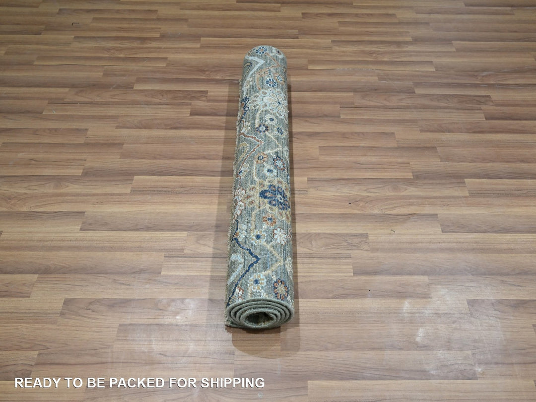 3'0" x 5'2" New Hand Knotted Green Wool Rectangle Oriental Rug - MOA10276832