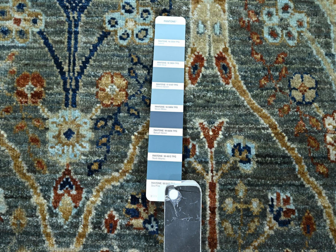 3'1" x 5'1" New Hand Knotted Green Wool Rectangle Oriental Rug - MOA10276833