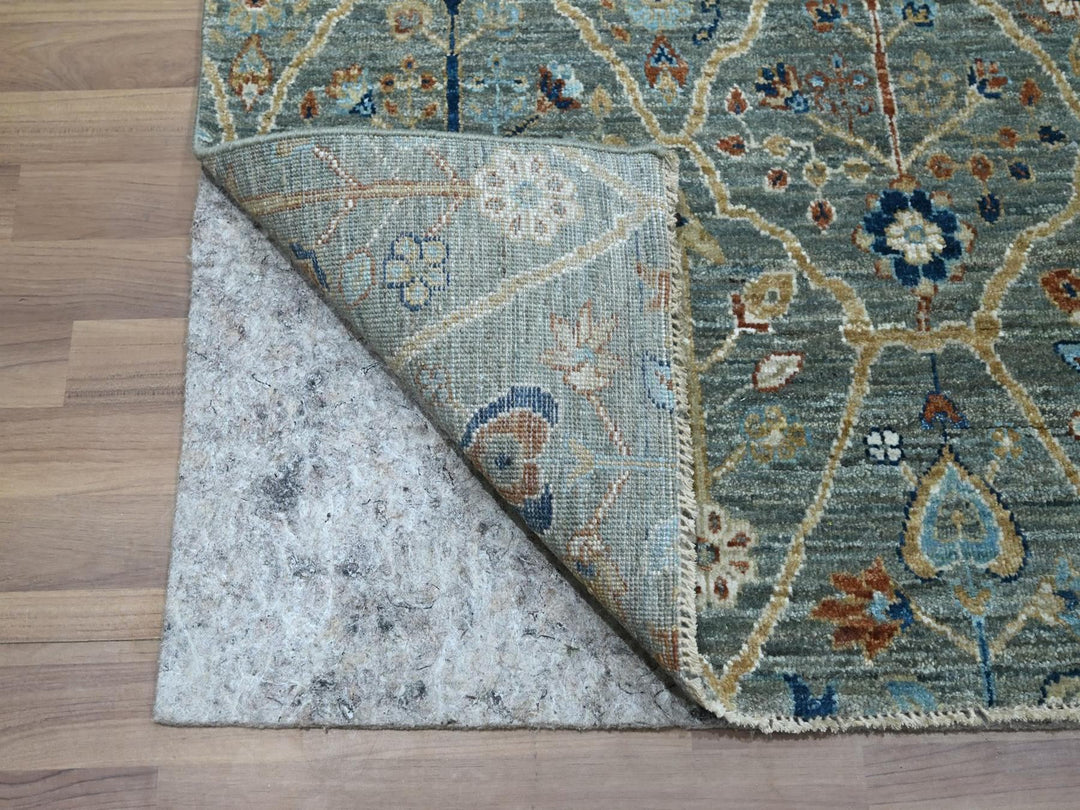 3'10" x 6'1" New Hand Knotted Green Wool Rectangle Oriental Rug - MOA10276834