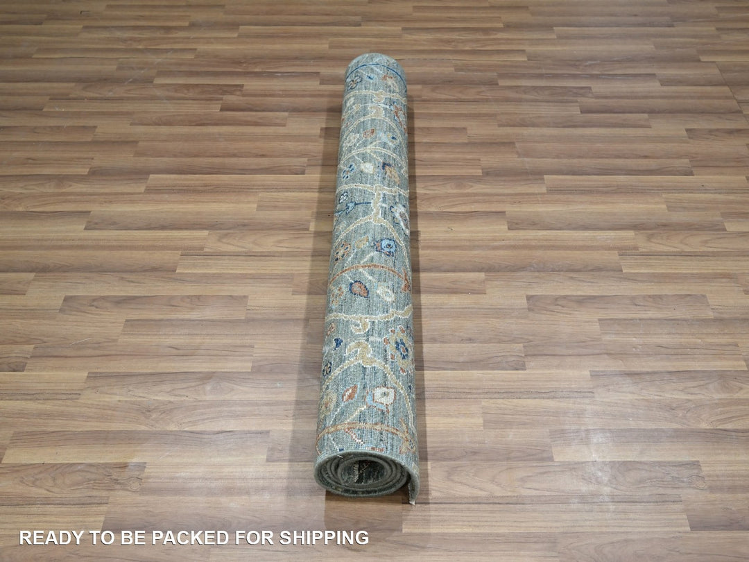 3'10" x 6'1" New Hand Knotted Green Wool Rectangle Oriental Rug - MOA10276834