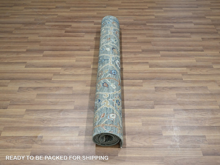 3'10" x 6'1" New Hand Knotted Green Wool Rectangle Oriental Rug - MOA10276834