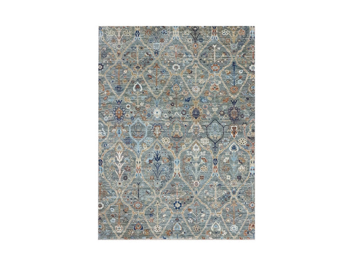 5'0" x 7'0" New Hand Knotted Green Wool Rectangle Oriental Rug - MOA10276835