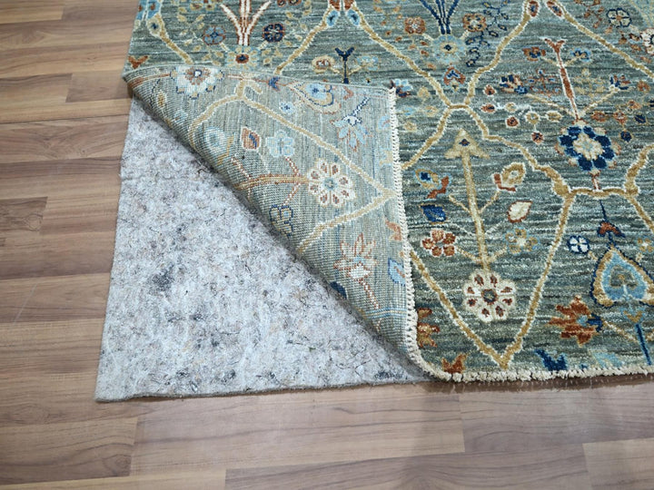 5'0" x 7'0" New Hand Knotted Green Wool Rectangle Oriental Rug - MOA10276835