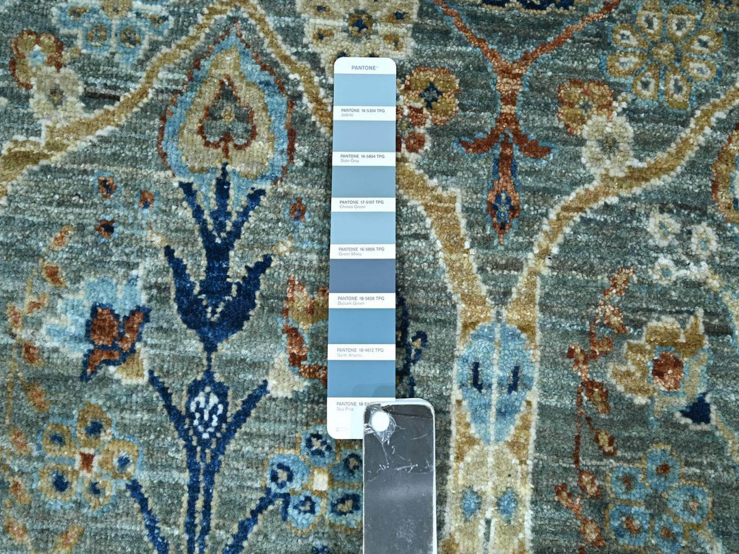 5'0" x 7'0" New Hand Knotted Green Wool Rectangle Oriental Rug - MOA10276835