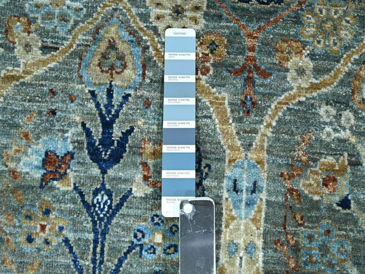 5'0" x 7'0" New Hand Knotted Green Wool Rectangle Oriental Rug - MOA10276835