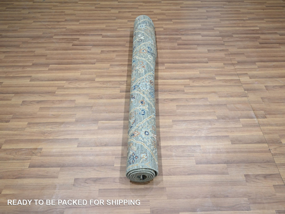 5'0" x 7'0" New Hand Knotted Green Wool Rectangle Oriental Rug - MOA10276835