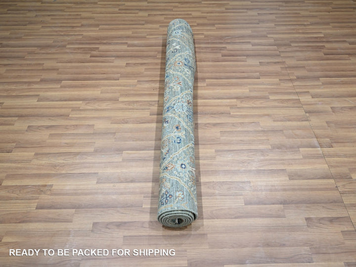 5'0" x 7'0" New Hand Knotted Green Wool Rectangle Oriental Rug - MOA10276835