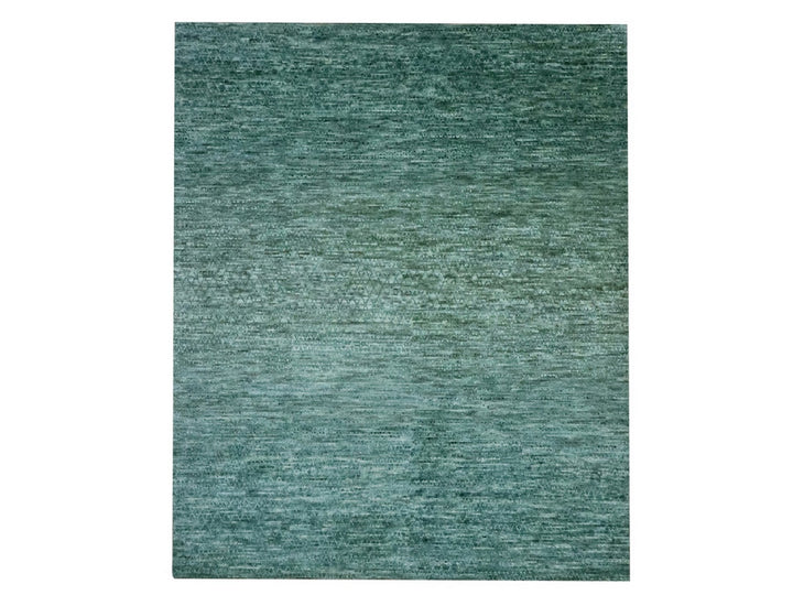 9'3" x 11'7" New Hand Knotted Green Wool Rectangle Oriental Rug - MOA10276838