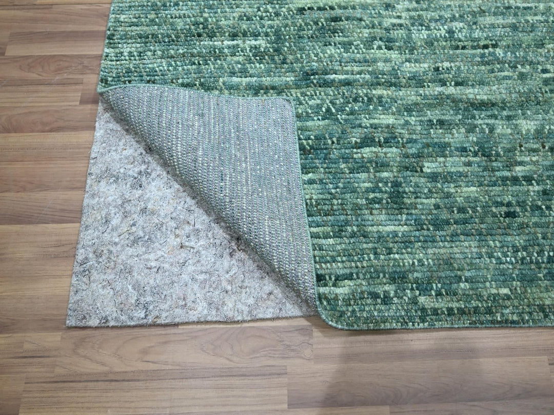 9'3" x 11'7" New Hand Knotted Green Wool Rectangle Oriental Rug - MOA10276838