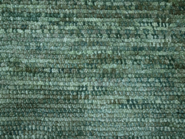9'3" x 11'7" New Hand Knotted Green Wool Rectangle Oriental Rug - MOA10276838